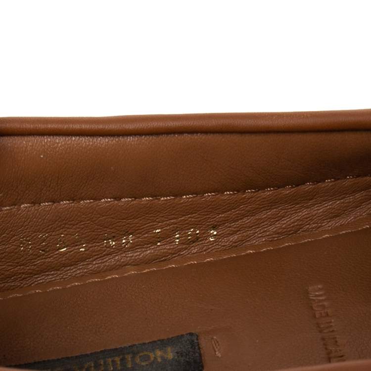 Pre Owned Louis Vuitton Brown Monogram Empreinte Leather Gloria Loafers Size 36.5