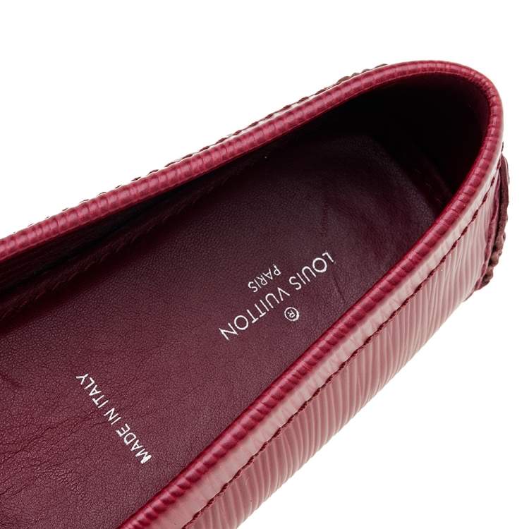 Pre Owned Louis Vuitton Red Epi Leather Oxford Loafers Size 37
