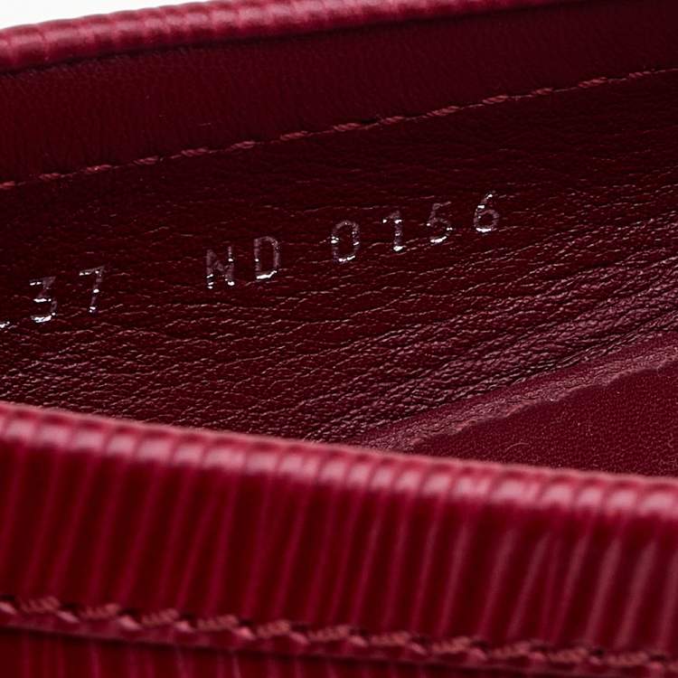 Pre Owned Louis Vuitton Red Epi Leather Oxford Loafers Size 37