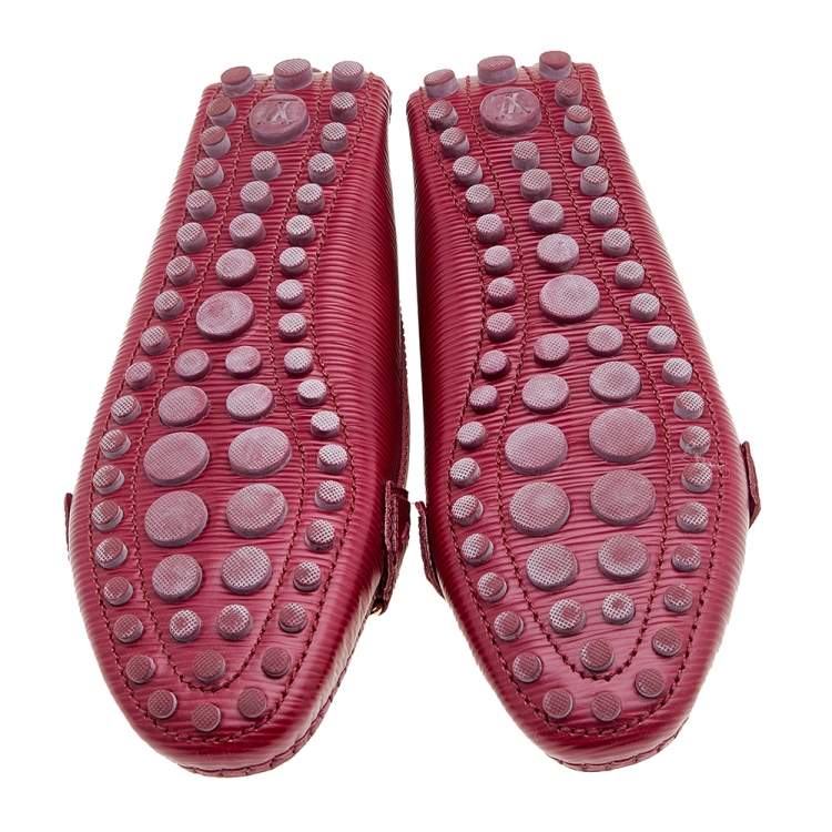Pre Owned Louis Vuitton Red Epi Leather Oxford Loafers Size 37