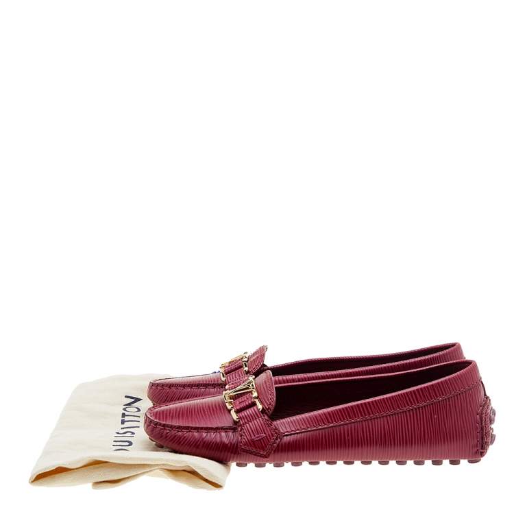 Pre Owned Louis Vuitton Red Epi Leather Oxford Loafers Size 37
