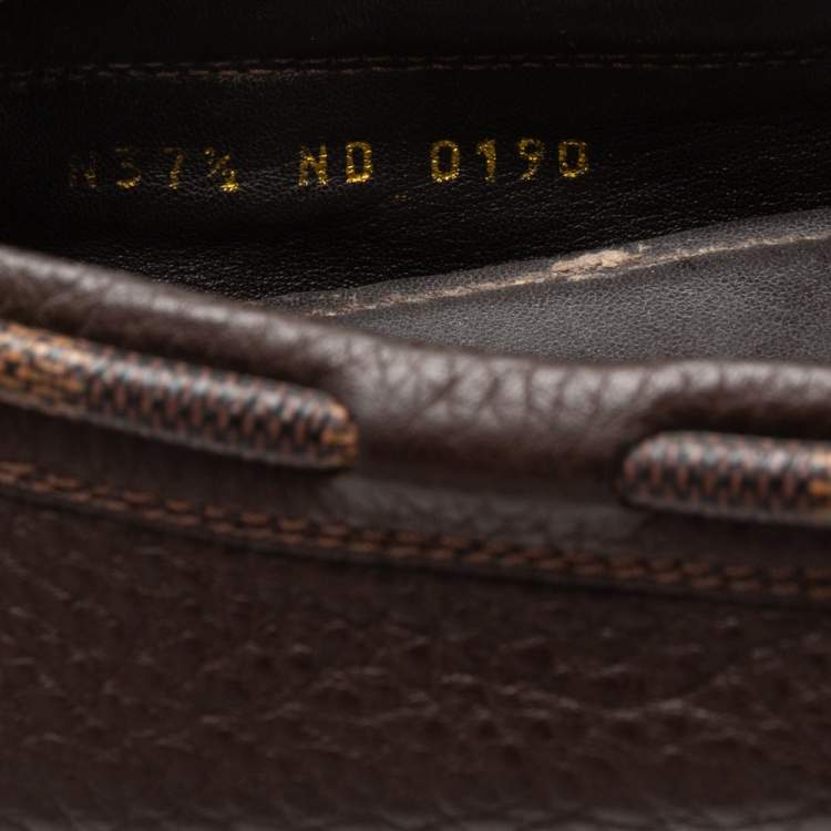 Pre Owned Louis Vuitton Brown Leather Arizona Bow Loafers Size 37.5