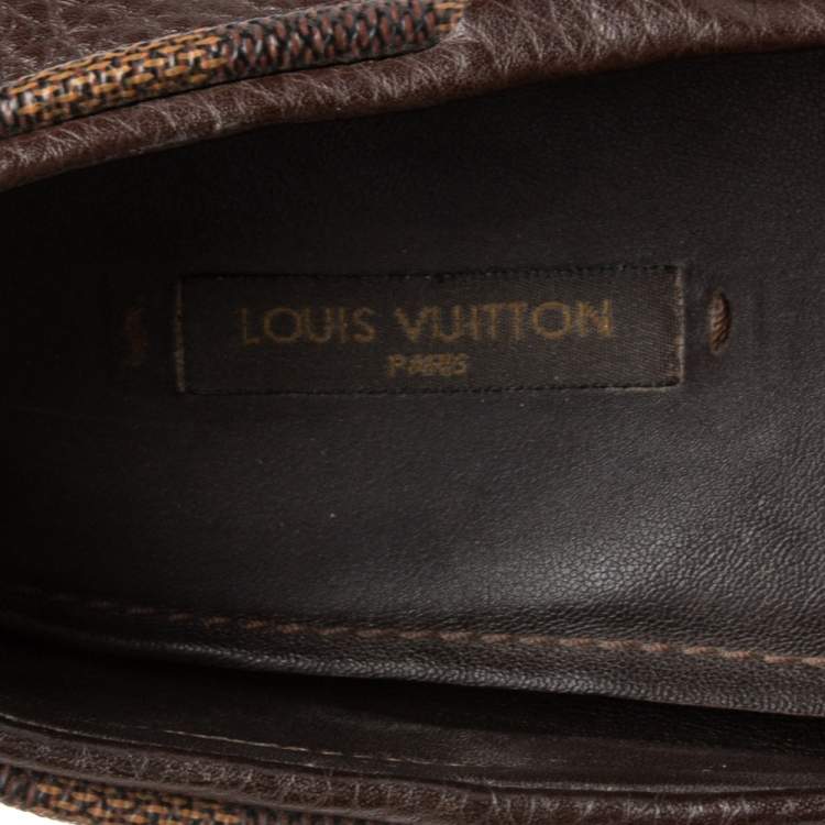 Pre Owned Louis Vuitton Brown Leather Arizona Bow Loafers Size 37.5