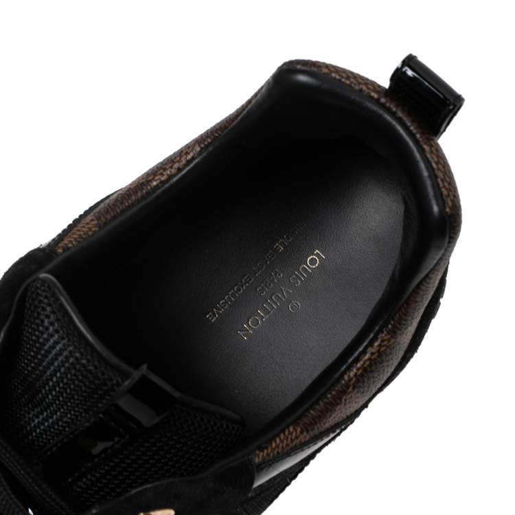 Pre Owned Louis Vuitton Brown/Black Canvas And Suede Run Away  Sneakers Size 38.5