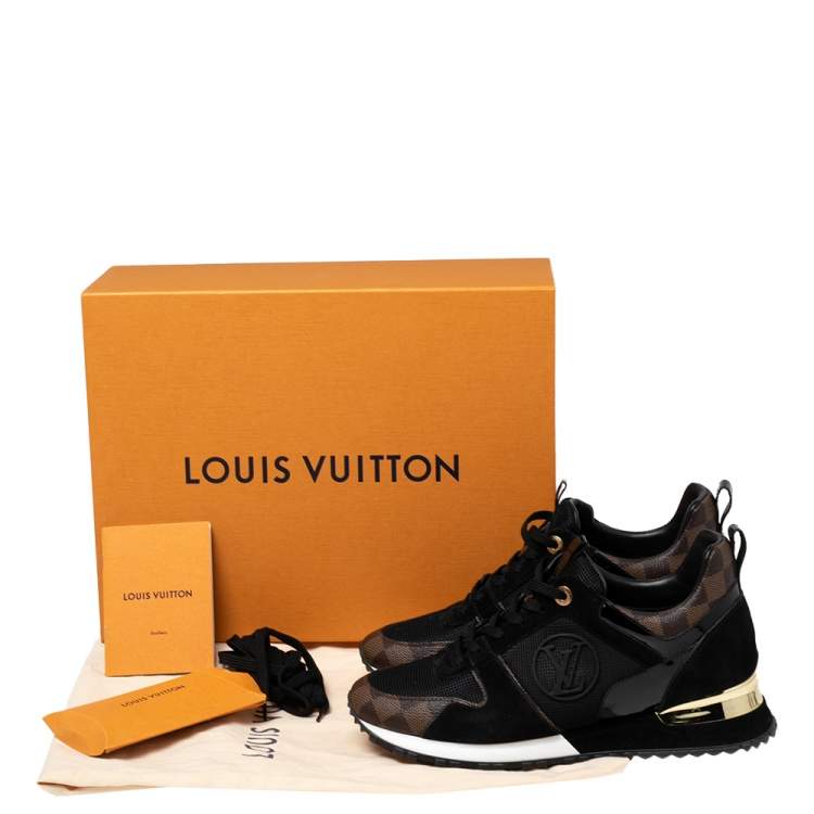 Pre Owned Louis Vuitton Brown/Black Canvas And Suede Run Away  Sneakers Size 38.5