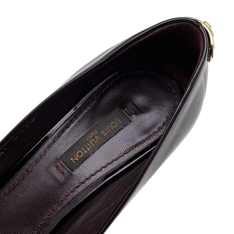 Pre Owned Louis Vuitton Burgundy Patent Leather Oh Really! Platform Peep Toe Pumps Size 35.5