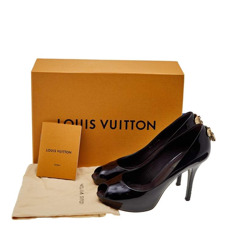 Pre Owned Louis Vuitton Burgundy Patent Leather Oh Really! Platform Peep Toe Pumps Size 35.5