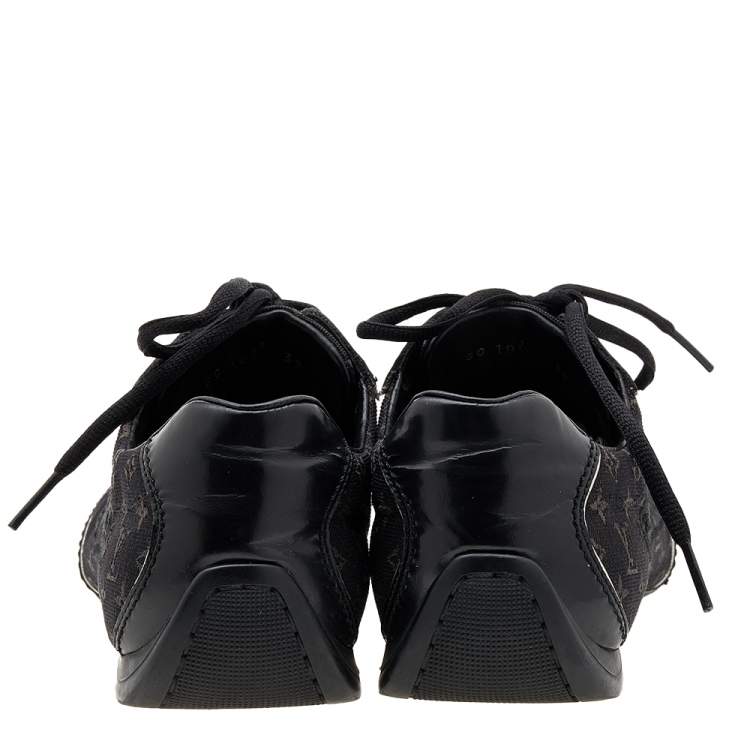Pre Owned Louis Vuitton Black Monogram Canvas and Leather Low Top Sneakers Size 39