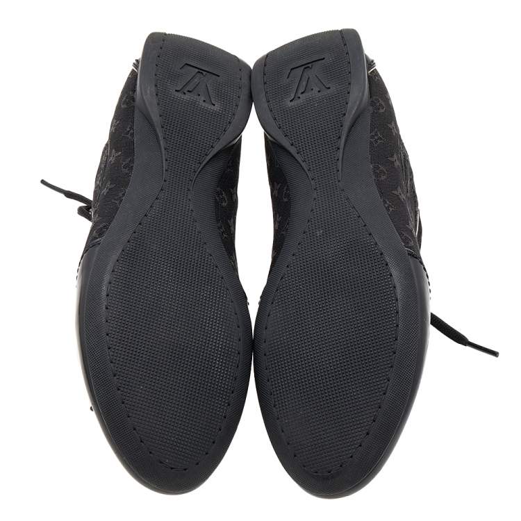 Pre Owned Louis Vuitton Black Monogram Canvas and Leather Low Top Sneakers Size 39