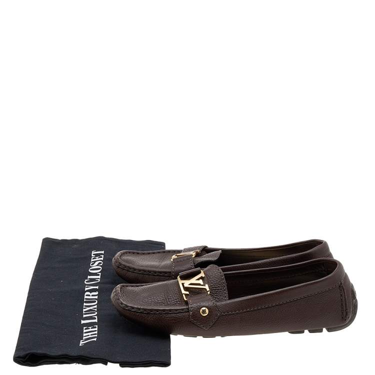 Pre Owned Louis Vuitton Brown Leather Monte Carlo Loafers Size 39.5