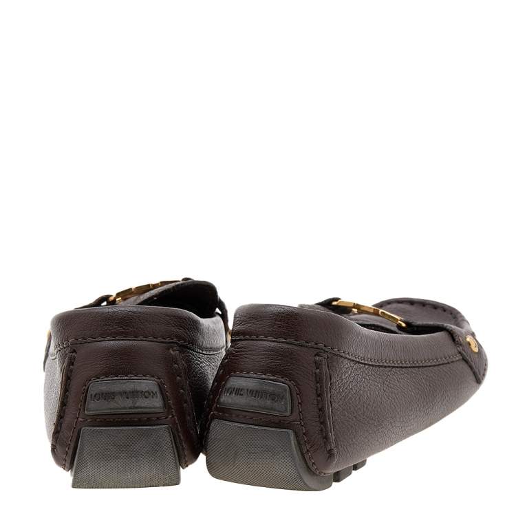 Pre Owned Louis Vuitton Brown Leather Monte Carlo Loafers Size 39.5