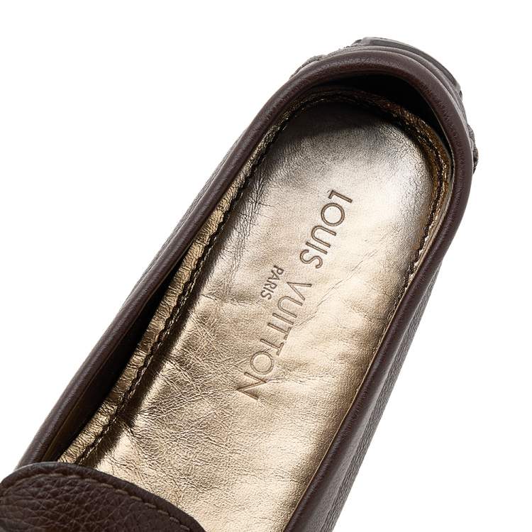 Pre Owned Louis Vuitton Brown Leather Monte Carlo Loafers Size 39.5