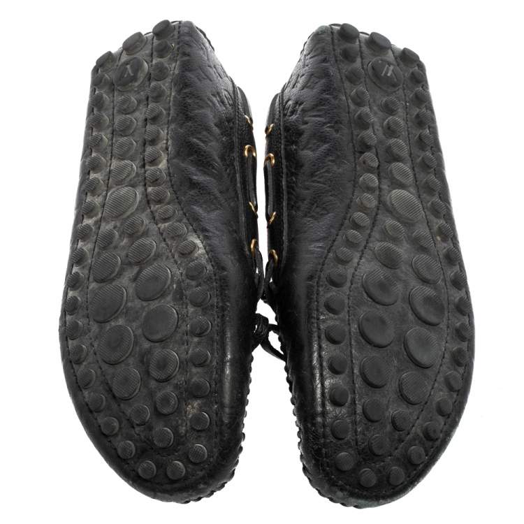 Pre Owned Louis Vuitton Black Monogram Leather Gloria Loafers Size 37