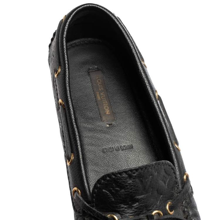Pre Owned Louis Vuitton Black Monogram Leather Gloria Loafers Size 37