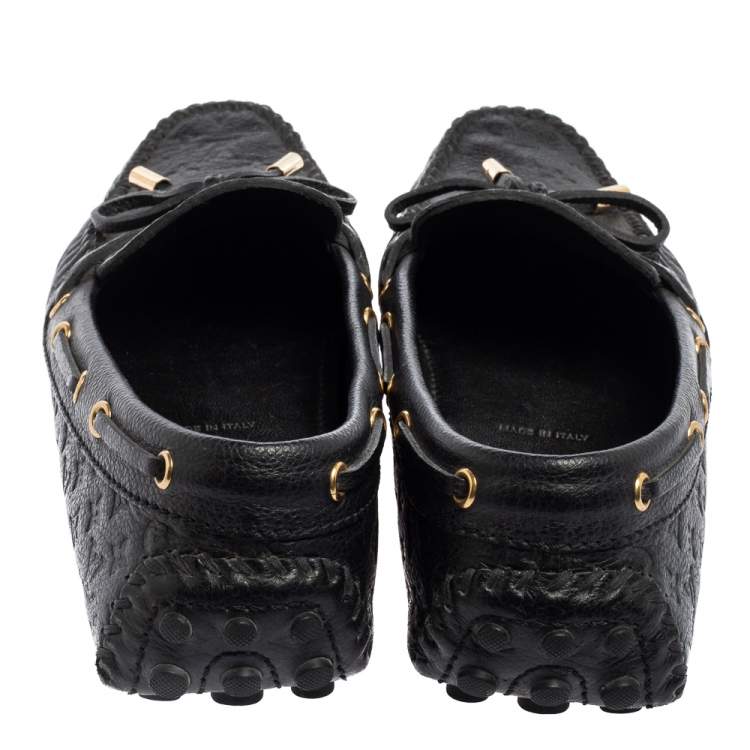 Pre Owned Louis Vuitton Black Monogram Leather Gloria Loafers Size 37