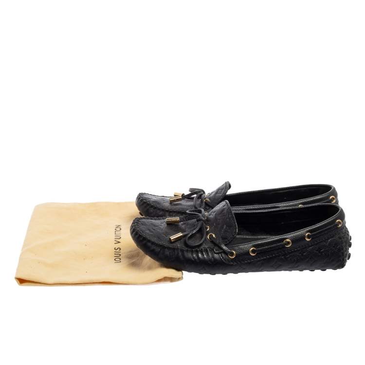 Pre Owned Louis Vuitton Black Monogram Leather Gloria Loafers Size 37