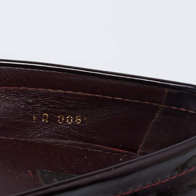 Pre Owned Louis Vuitton Burgundy Patent Leather Oxford Loafers Size 37
