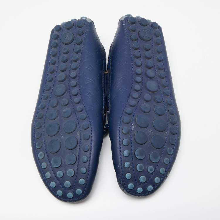 Pre Owned Louis Vuitton Blue Leather Gloria Loafers Size 38