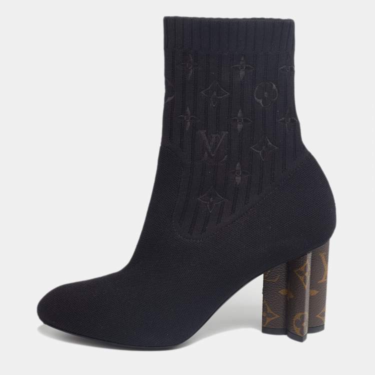 Louis Vuitton Monogram Stretch Fabric Silhouette Ankle Boots Second-hand