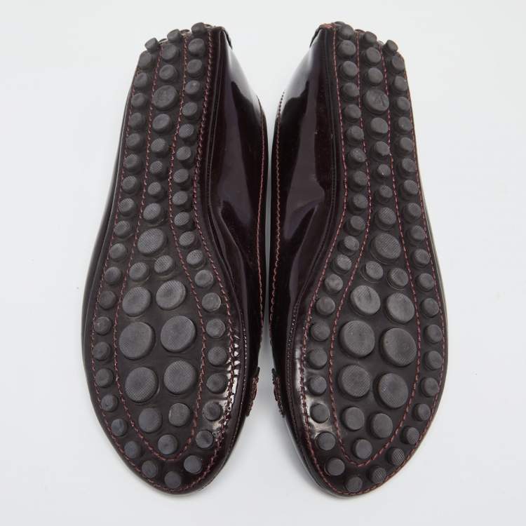 Pre Owned Louis Vuitton Burgundy Patent Leather Oxford Ballet Flats Size 39