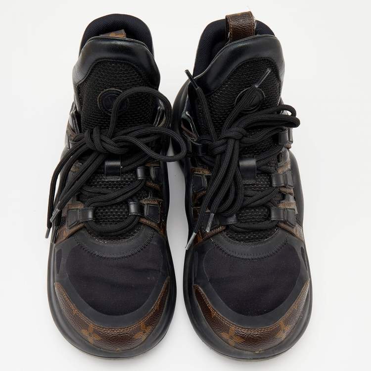 Pre Owned Louis Vuitton Brown/Black Monogram Canvas And Leather Archlight Sneakers Size 39