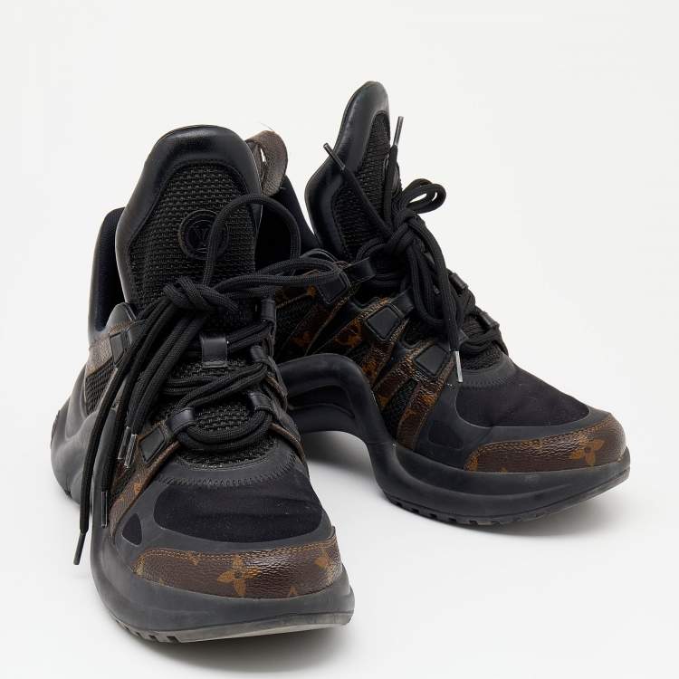 Pre Owned Louis Vuitton Brown/Black Monogram Canvas And Leather Archlight Sneakers Size 39