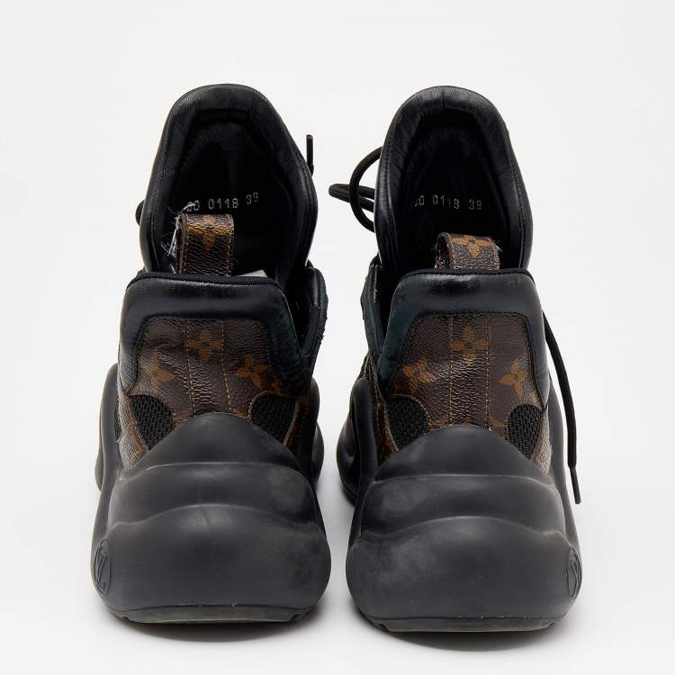 Pre Owned Louis Vuitton Brown/Black Monogram Canvas And Leather Archlight Sneakers Size 39