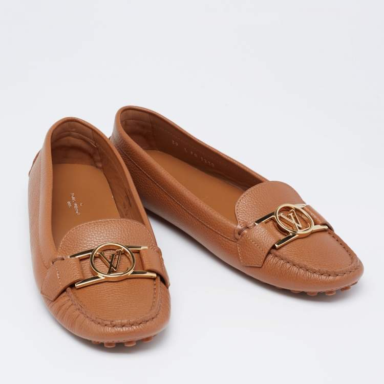 Pre Owned Louis Vuitton Brown Leather Dauphine  Loafers Size 39