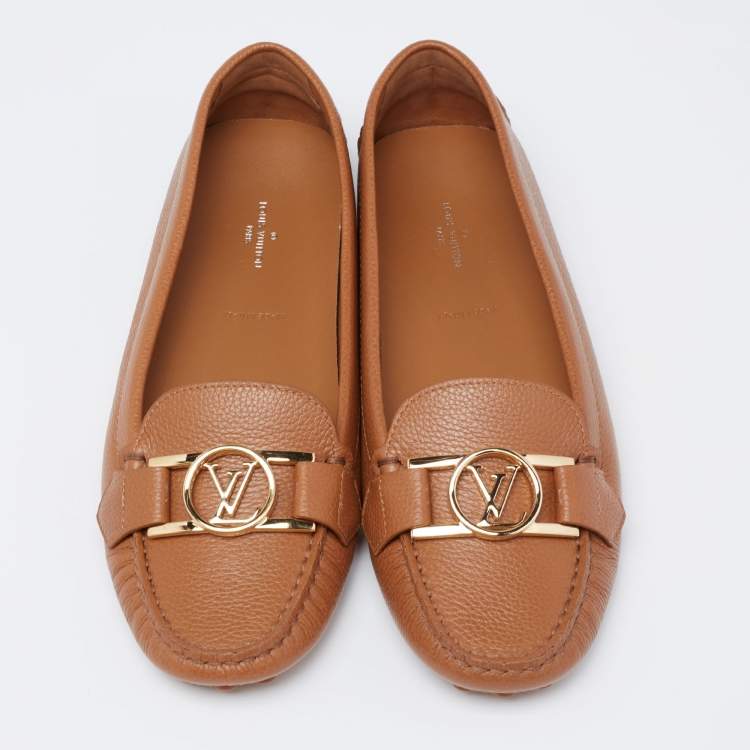 Pre Owned Louis Vuitton Brown Leather Dauphine  Loafers Size 39
