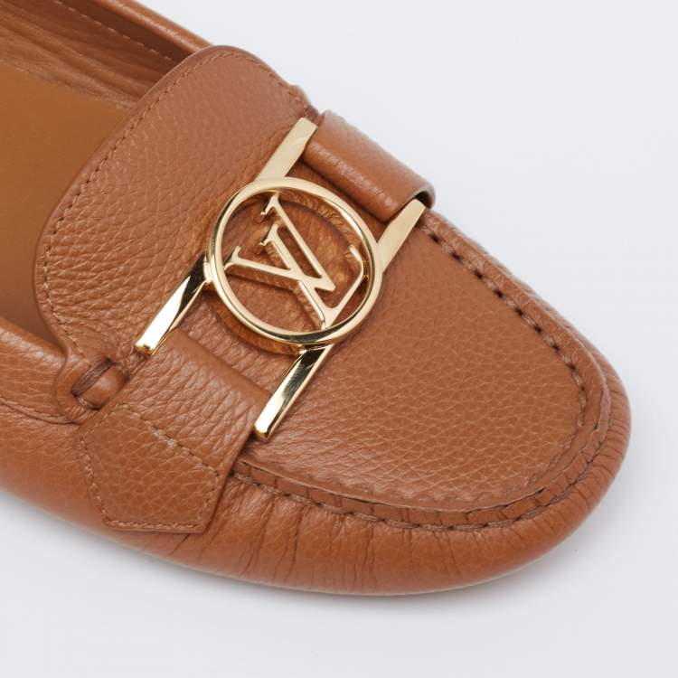 Pre Owned Louis Vuitton Brown Leather Dauphine  Loafers Size 39