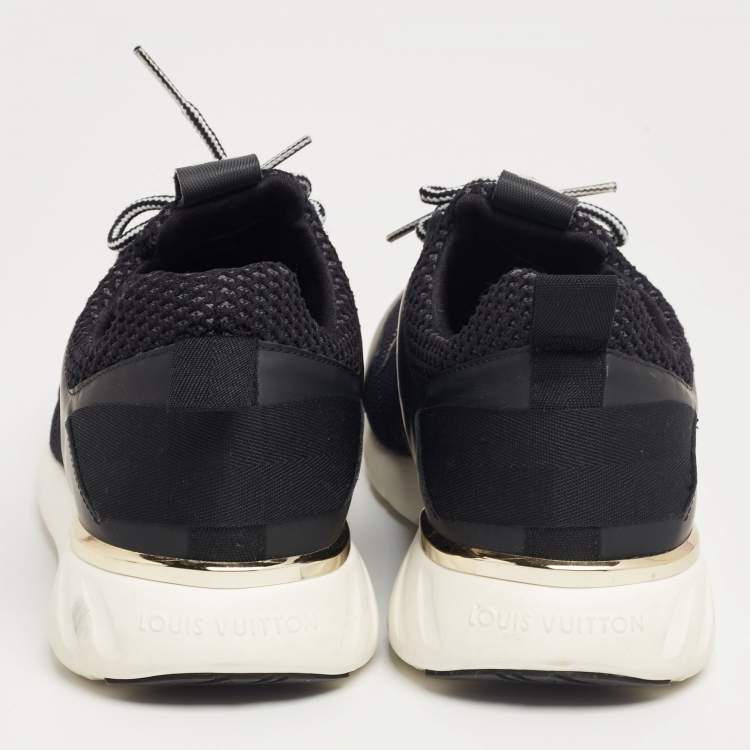 Pre Owned Louis Vuitton Black Monogram Mesh and Leather Aftergame Sneakers Size 39