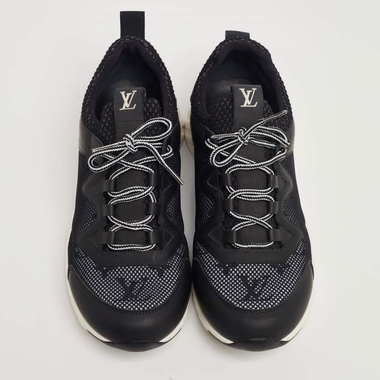 Pre Owned Louis Vuitton Black Monogram Mesh and Leather Aftergame Sneakers Size 39