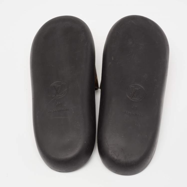 Pre Owned Louis Vuitton Brown Monogram Canvas Sunbath Slide Sandals Size 40