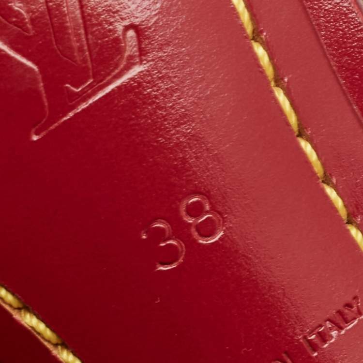 Pre Owned Louis Vuitton Burgundy/Pink Canvas Logo Strappy Slide Sandals Size 38