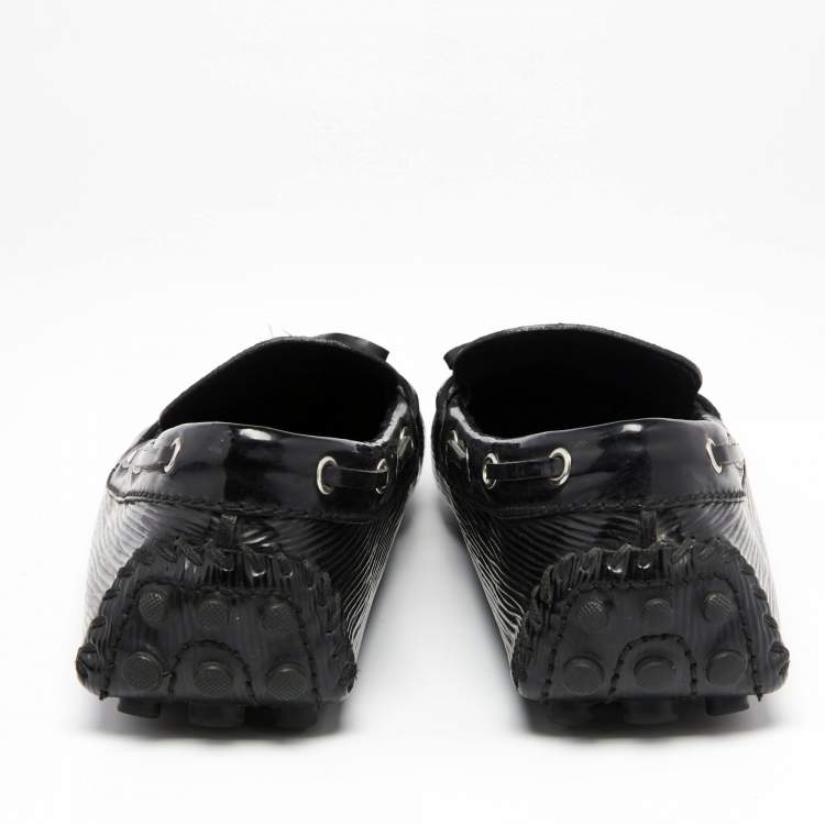 Pre Owned Louis Vuitton Black Epi Leather Arizona Bow Slip On Loafers Size 39