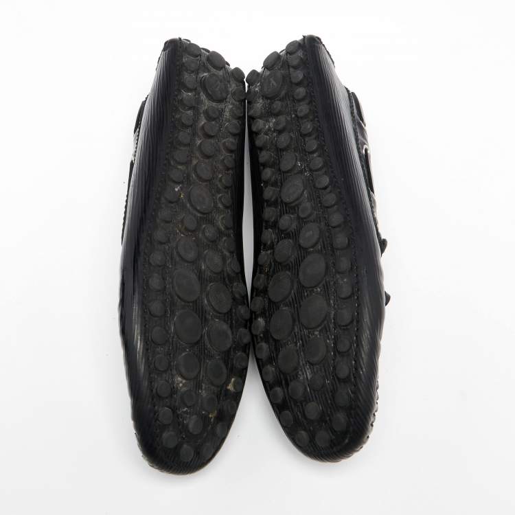 Pre Owned Louis Vuitton Black Epi Leather Arizona Bow Slip On Loafers Size 39