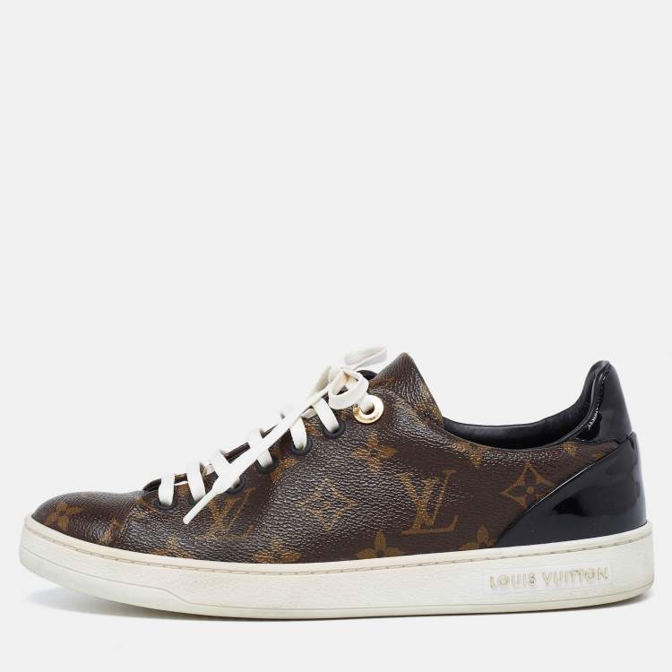 Authentic Women Louis Vuitton Frontrow Sneakers White Brown Size