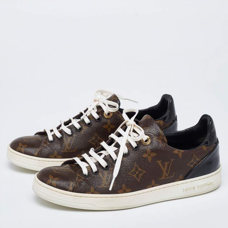 Louis Vuitton Brown Monogram Canvas And Patent Frontrow Sneakers