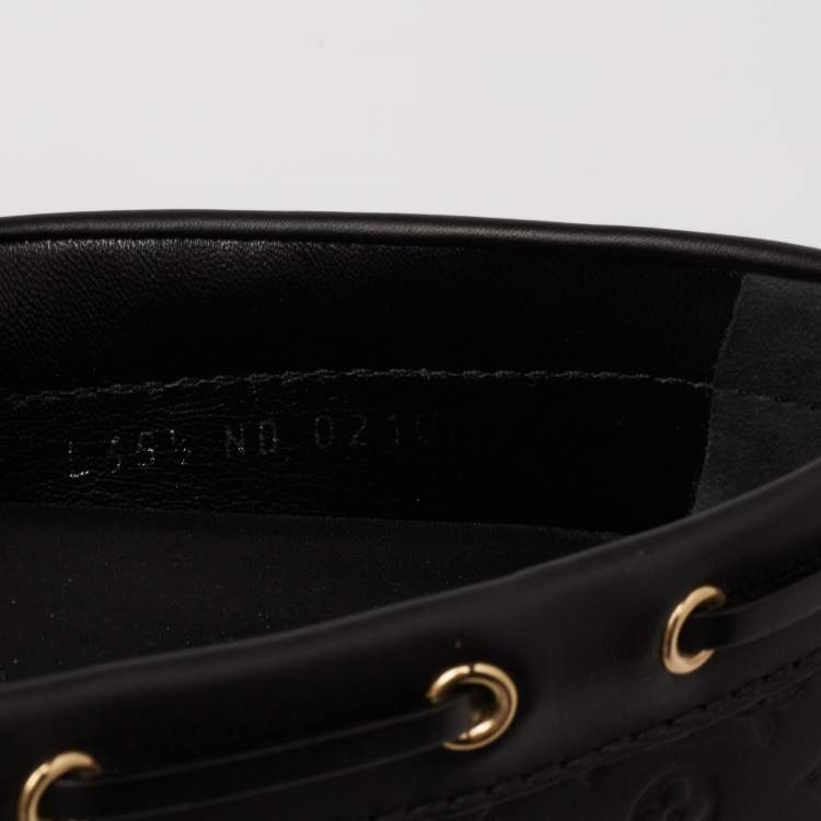 Pre Owned Louis Vuitton Black Monogram Leather Bow Slip On Loafers Size 35.5