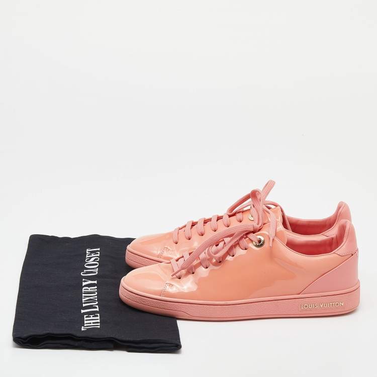 Pre Owned Louis Vuitton Peach Patent Leather Frontrow Sneakers Size 37