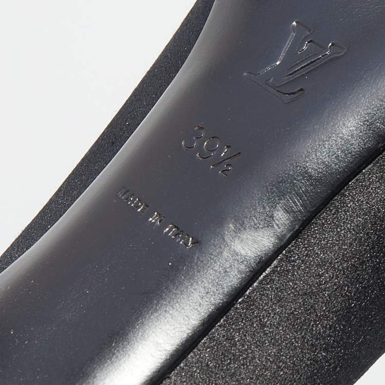 Pre Owned Louis Vuitton Black Satin Crystal Embellished Square Toe Pumps Size 39.5