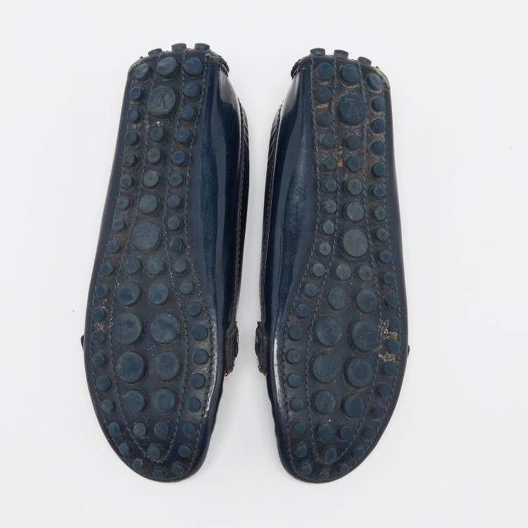 Pre Owned Louis Vuitton Midnight Blue Patent Leather Oxford Loafers Size 36.5