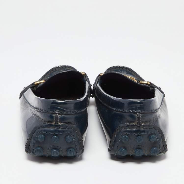 Pre Owned Louis Vuitton Midnight Blue Patent Leather Oxford Loafers Size 36.5