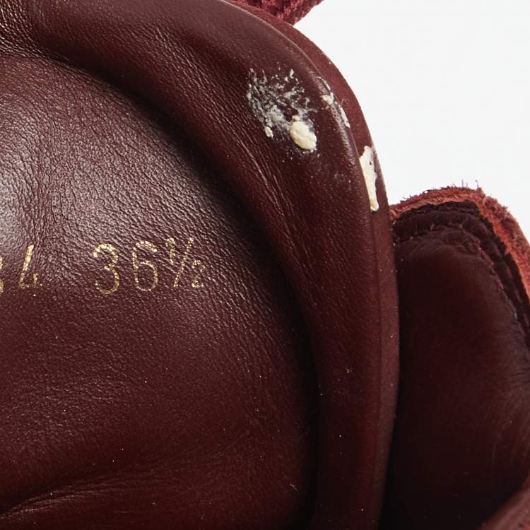 Pre Owned Louis Vuitton Burgundy Leather And Monogram Suede Millenium Sneakers Size 36.5