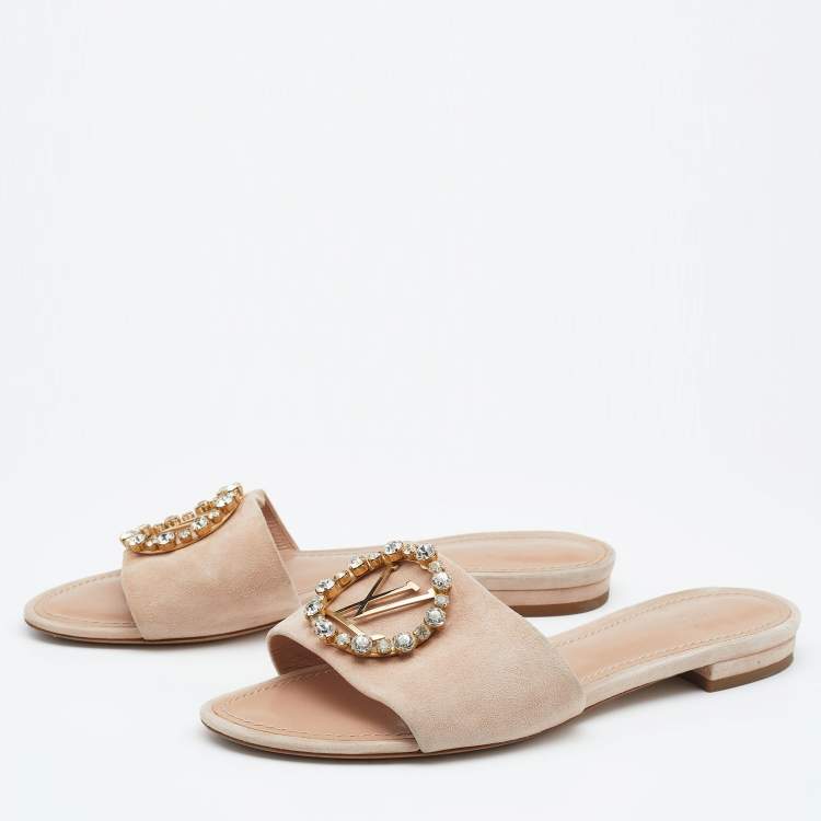 Louis Vuitton Pink Suede Madeleine Slide Sandals Size 37 Louis