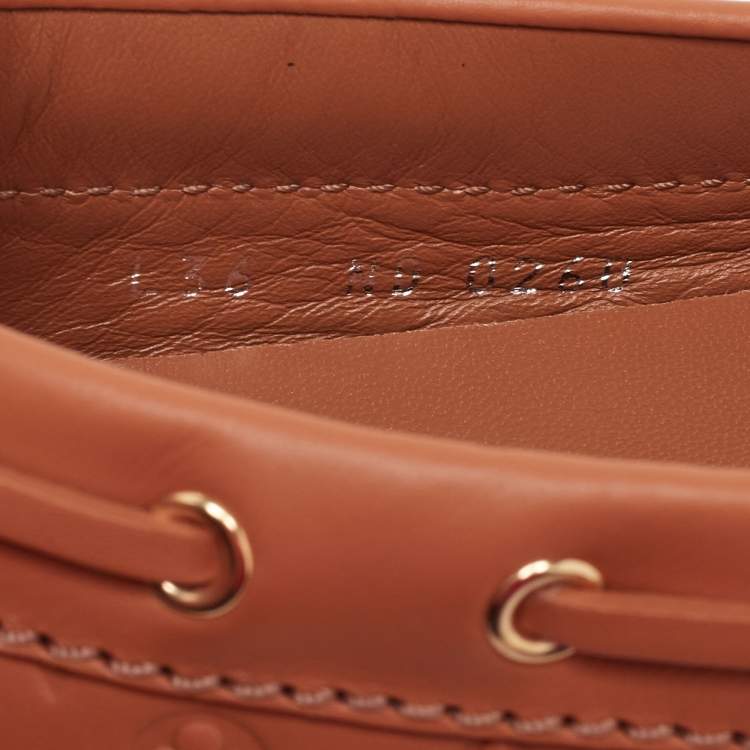 Pre Owned Louis Vuitton Brown Monogram Leather Gloria Loafers Size 36 