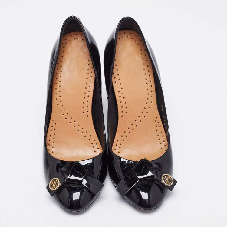 Pre Owned Louis Vuitton Black Patent Leather Fiance Pumps Size 36.5