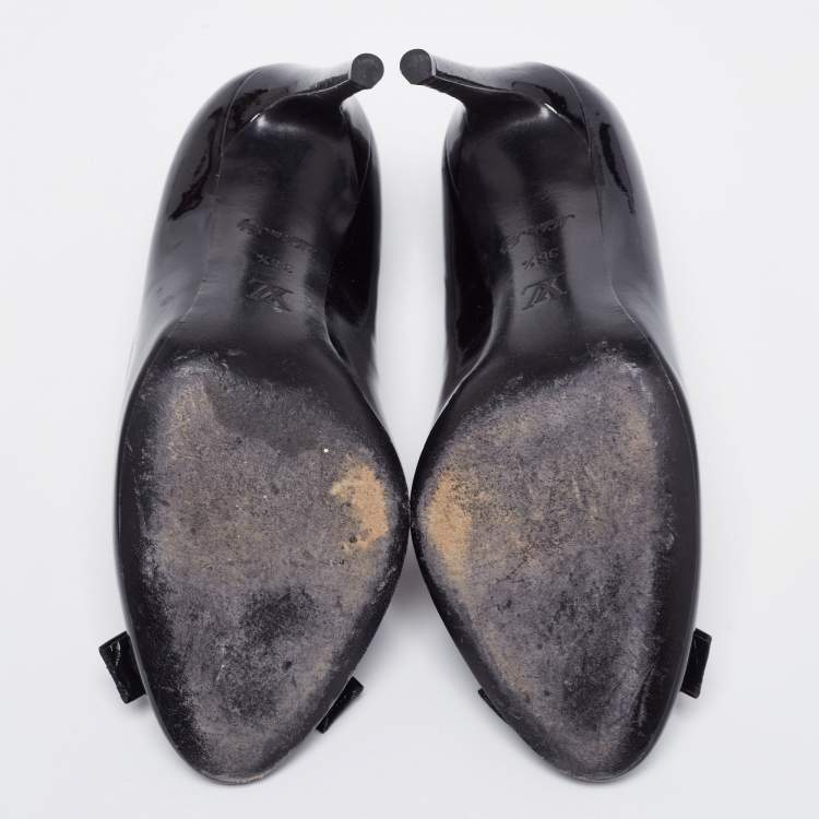 Pre Owned Louis Vuitton Black Patent Leather Fiance Pumps Size 36.5