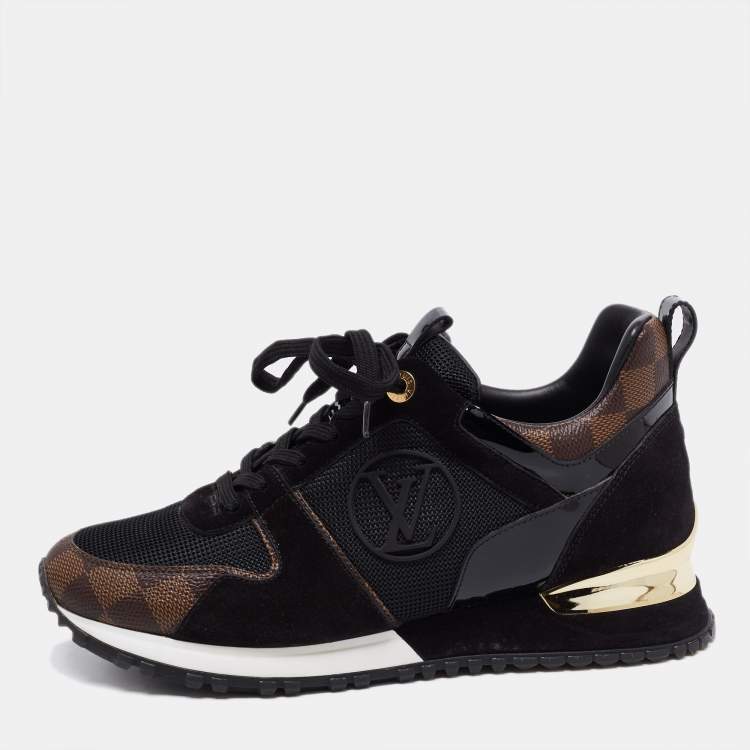 Louis Vuitton Brown/Black Suede and Canvas Run Away Sneakers Size