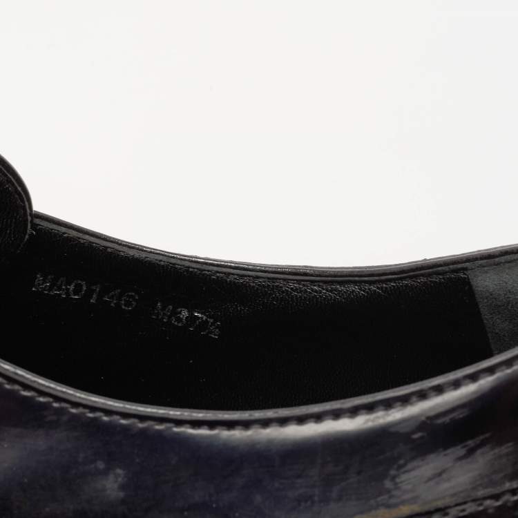 Pre Owned Louis Vuitton Black Leather Lace Up Platform Oxfords Size 37.5